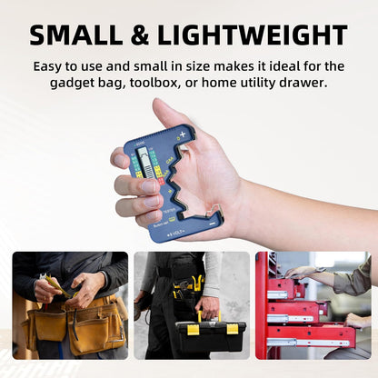 Battery Tester Universal Small Battery Checker Tester for All Battery AAA AA C D N 9V (6F22) 1.55V Button Cell Digital LCD Display Batteries Capacity Checker for Home Use (Model TA001)
