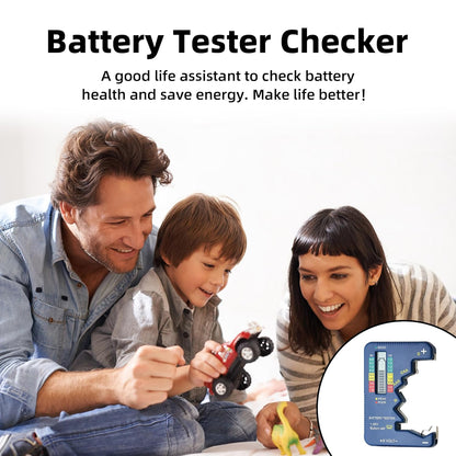 Battery Tester Universal Small Battery Checker Tester for All Battery AAA AA C D N 9V (6F22) 1.55V Button Cell Digital LCD Display Batteries Capacity Checker for Home Use (Model TA001)