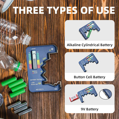 Battery Tester Universal Small Battery Checker Tester for All Battery AAA AA C D N 9V (6F22) 1.55V Button Cell Digital LCD Display Batteries Capacity Checker for Home Use (Model TA001)